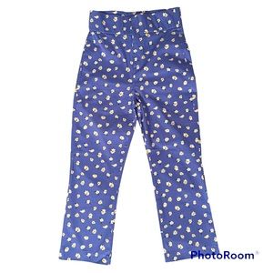 Zara blue sunflower cropped summer pants